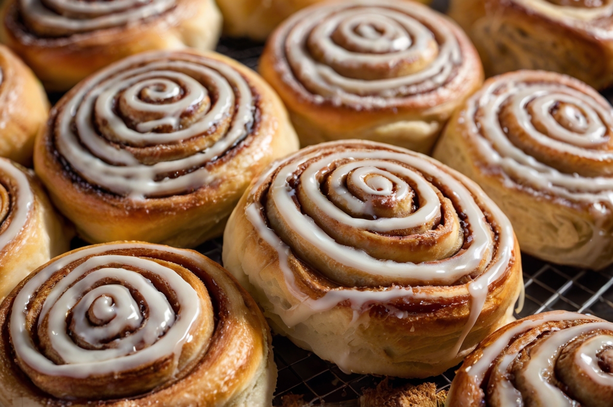 Zimtschnecken, gewürzt mit Zimt und anderen süßen Gewürzen