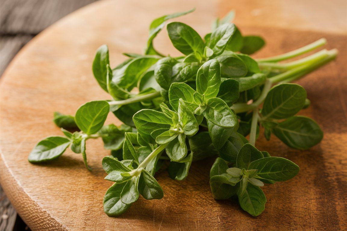 Frischer Oregano auf einem Holzbrett, unverzichtbares Gewürz für mediterrane Gerichte