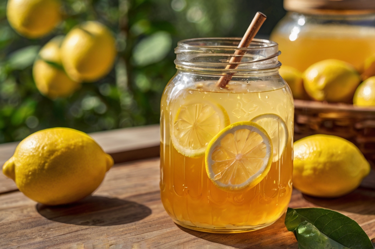 Erfrischende Honig Limonade mit Zitronen, eine natürliche Süße