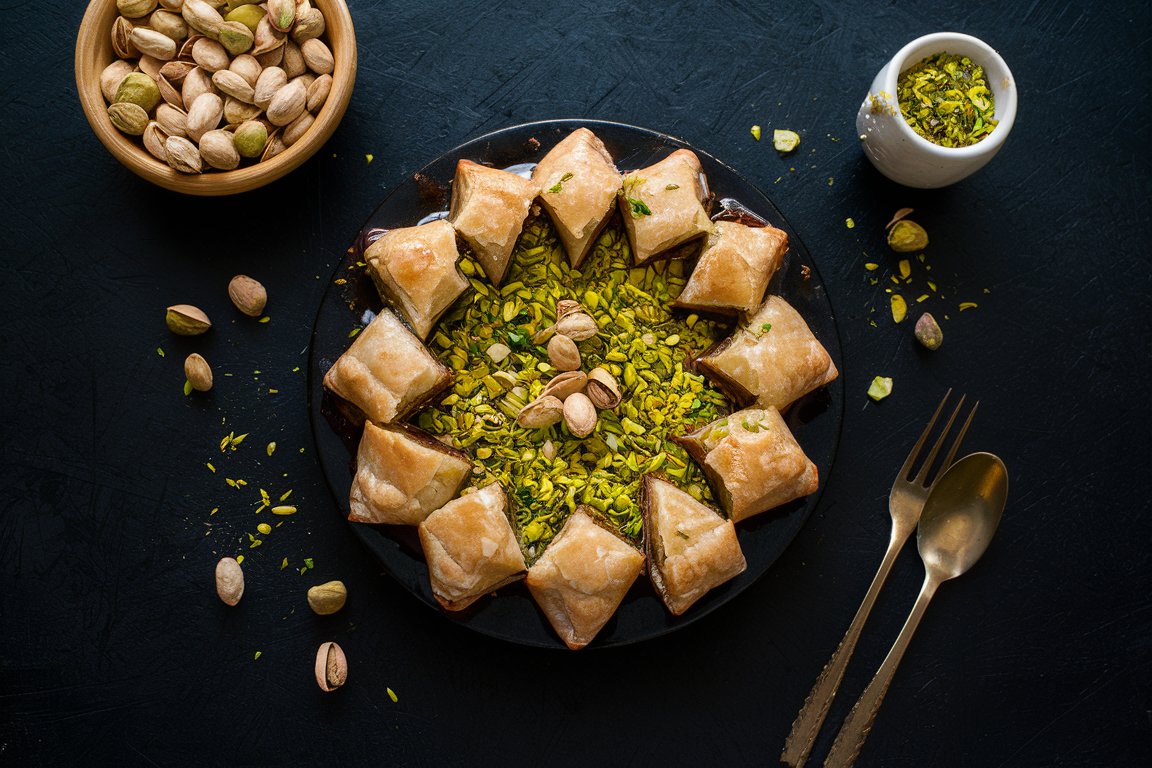 Pistazien-Baklava, ein traditionelles Gebäck mit gerösteten Pistazien