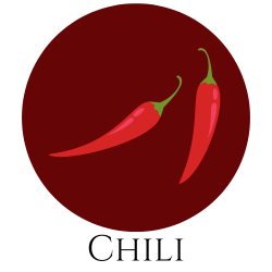 Icon von roten Chilischoten – Gewürzkarte Hinweis auf Chili.