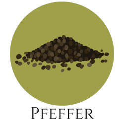 Icon von schwarzen Pfefferkörnern – Gewürzkarte Hinweis auf Pfeffer.