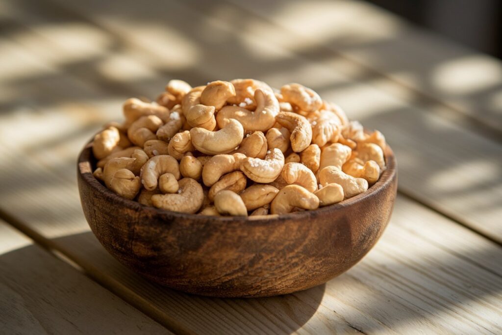 Schale voller knackiger Cashewnüsse – beliebte Nüsse für gesunde Snacks und Gerichte.