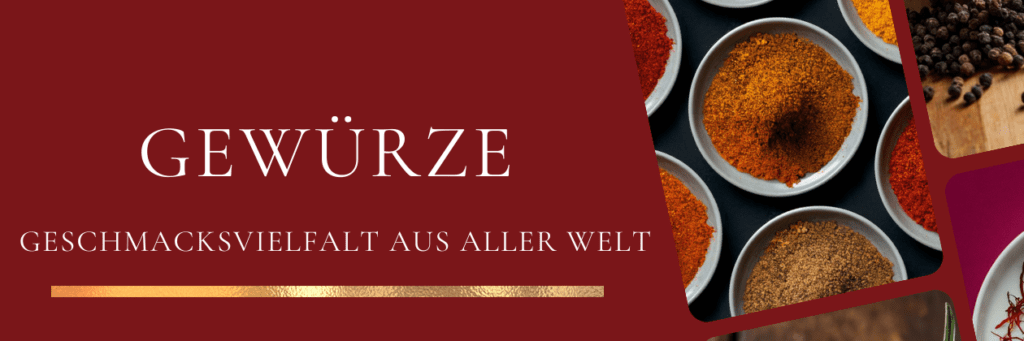 Verschiedene Gewürze und Pfefferkörner.